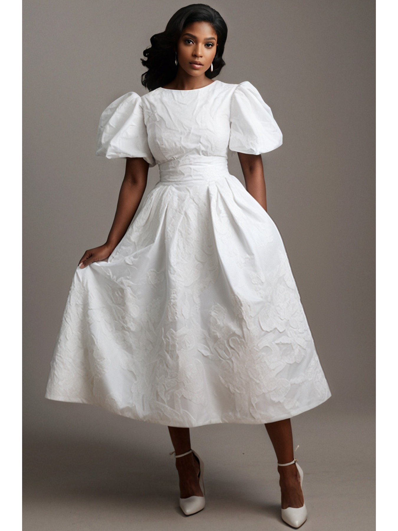 Women Formal Wear Dress - Robe midi en jacquard pour femmes
