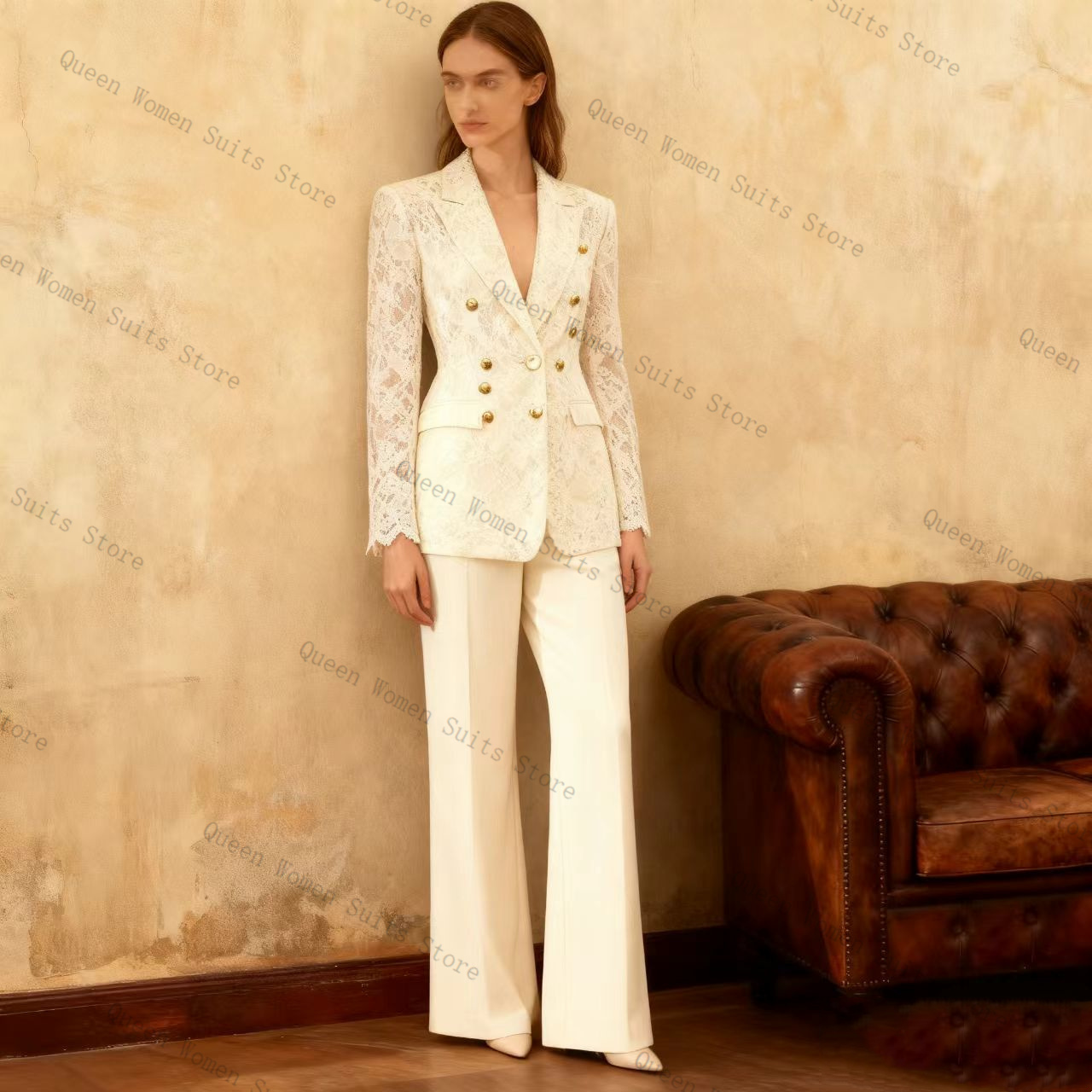 Women'S Formal Jackets To Wear With Dresses - Ensemble pantalon de costume en dentelle