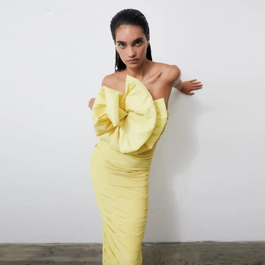 Women Formal Wear H&M - Robe de soirée arabe jaune plis