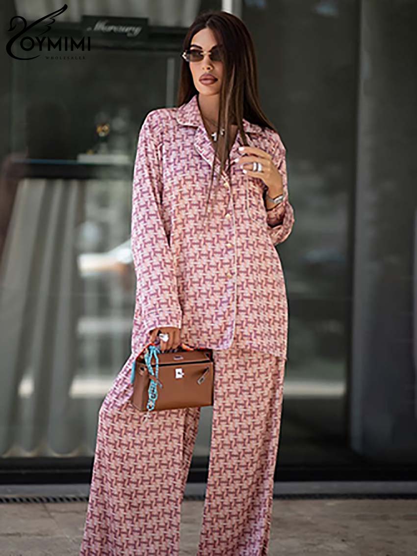 Women'S Formal Wear Pants - Oymimi-Ensemble 2 pièces imprimé rose pour
