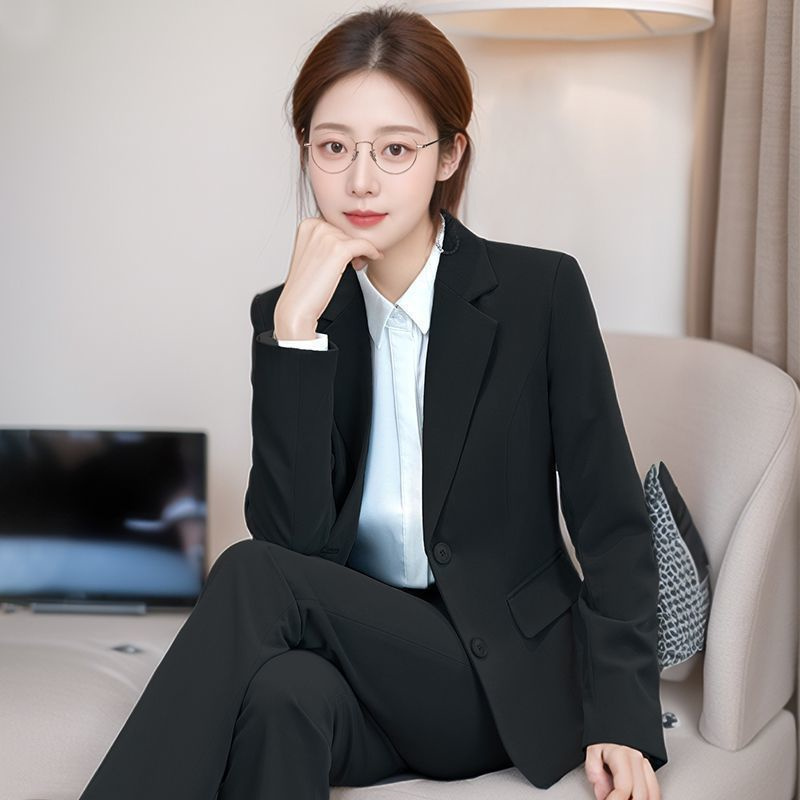 Women Formal Wear Korean - Veste de costume noire coréenne pour