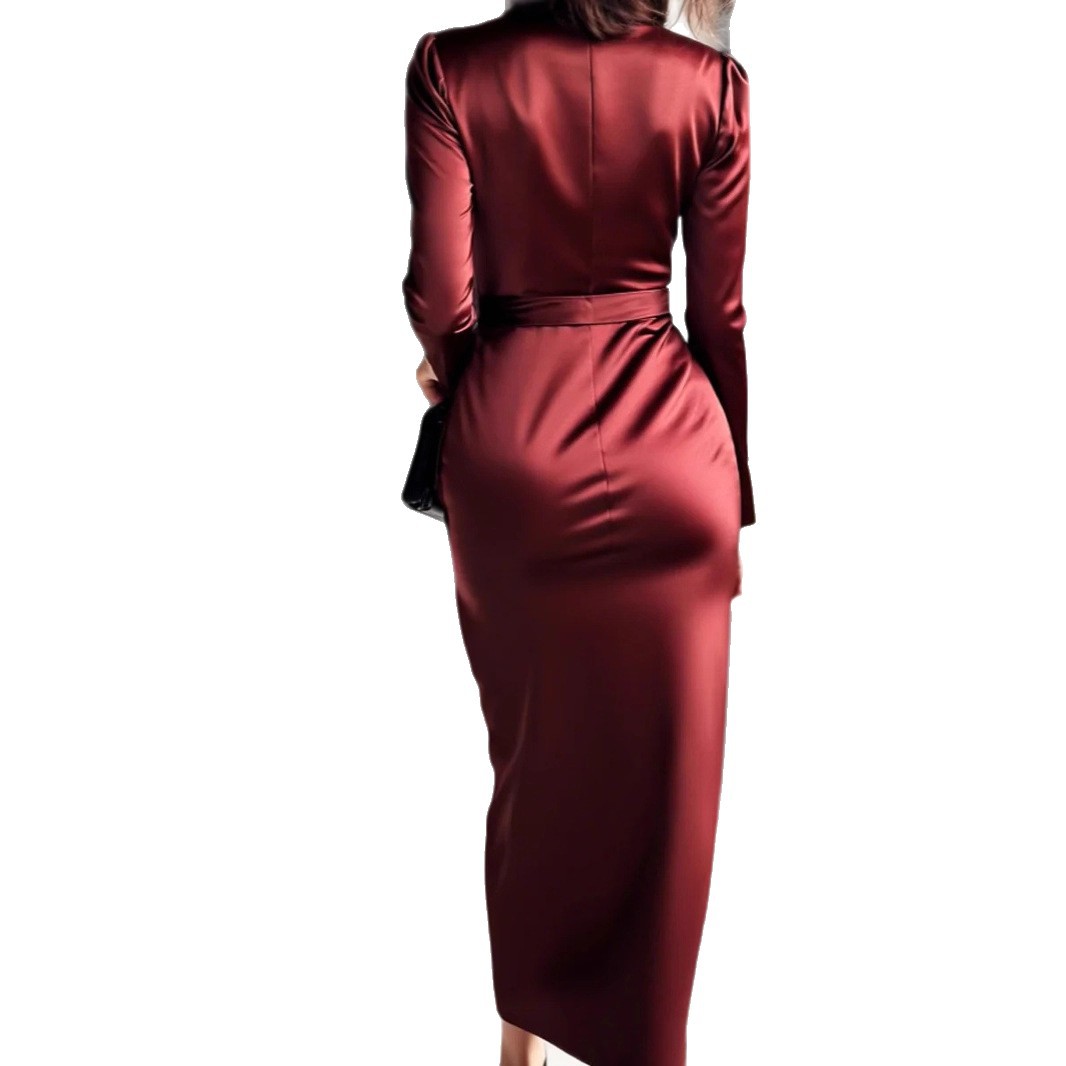 Robe d'automne en Satin à manc - Women Formal Wear Trends avis et prix
