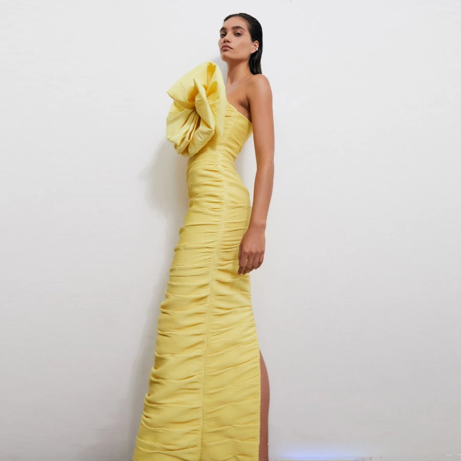 Robe de soirée arabe jaune pli - Women Formal Wear H&M avis et prix