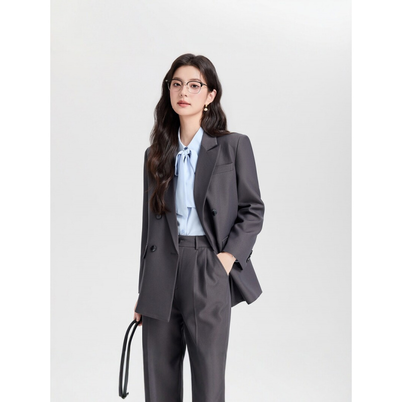 Costume d'affaires croisé bleu - Women Formal Wear Korean avis et prix