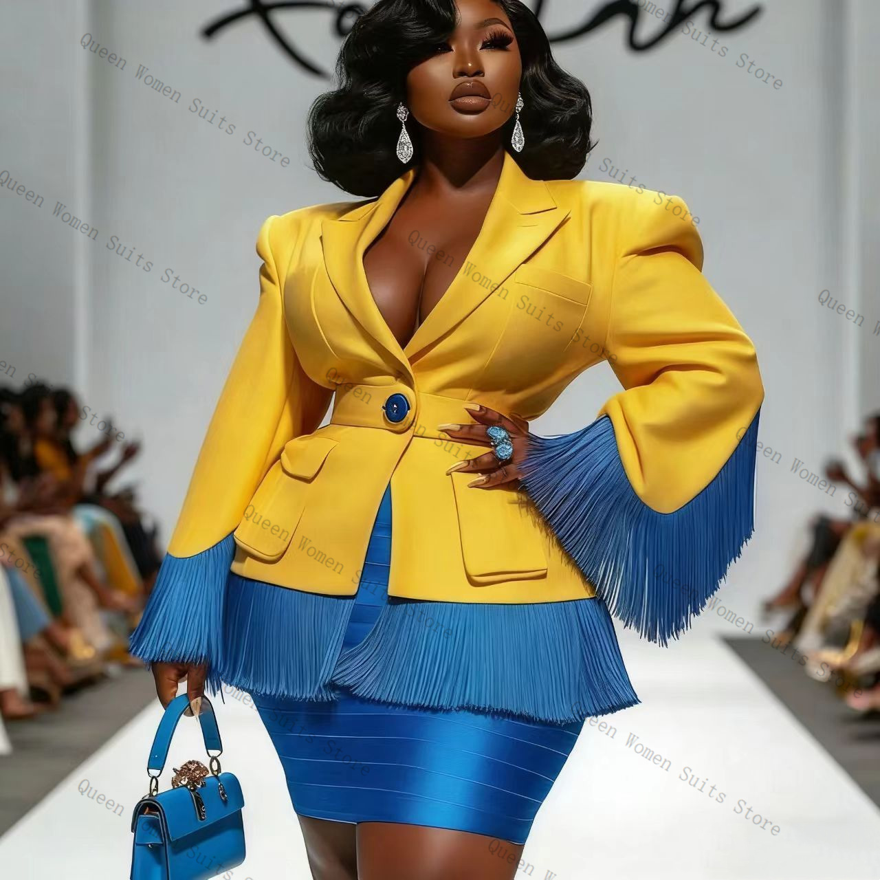 Ensemble jupe et blazer bleu à - Women'S Formal Jackets To Wear With Dresses avis et prix