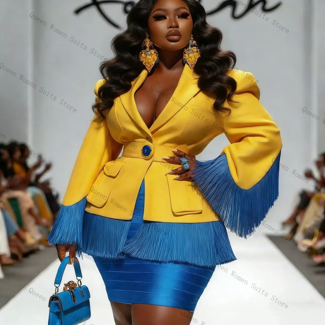 Ensemble jupe et blazer bleu à - Women'S Formal Jackets To Wear With Dresses avis et prix