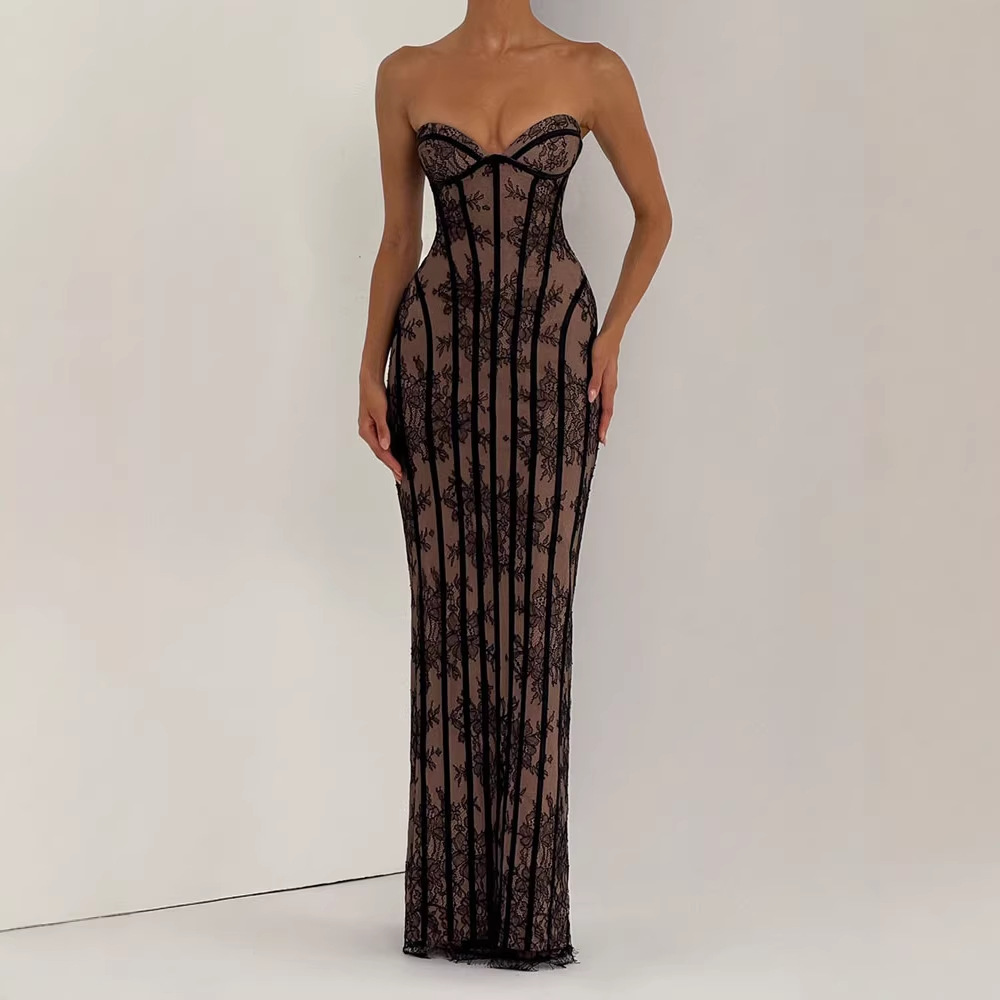 Robe longue moulante sans bret - Women Formal Wear Dress avis et prix